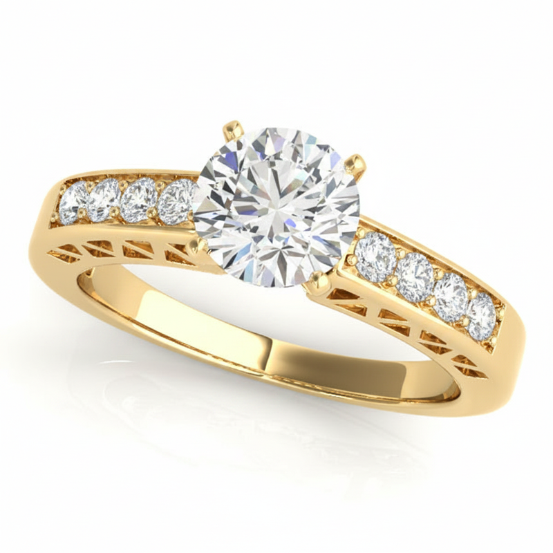 Channel Set Engagement Ring (50295-E) — Yellow Gold