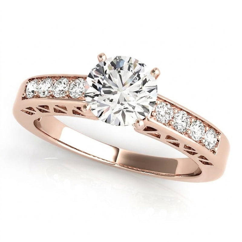 Channel Set Engagement Ring (50295-E) — Rose Gold