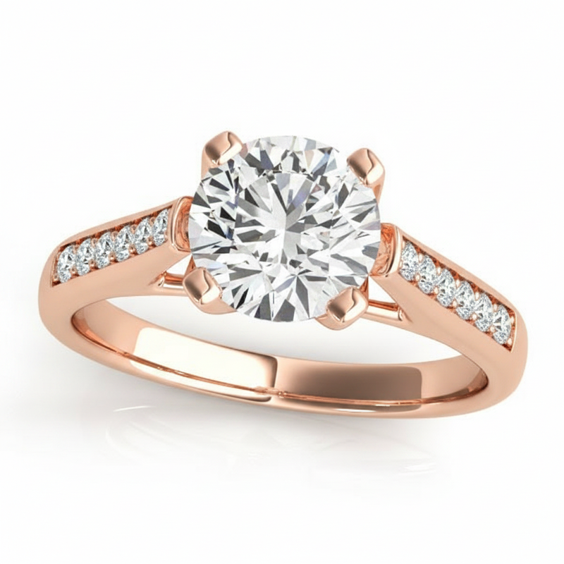 Channel Set Engagement Ring (50297-E) — Rose Gold