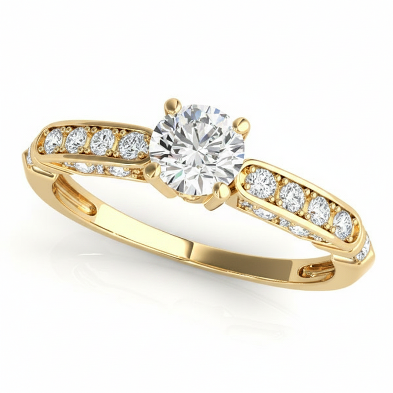 Channel Set Engagement Ring (50313-E) — Yellow Gold