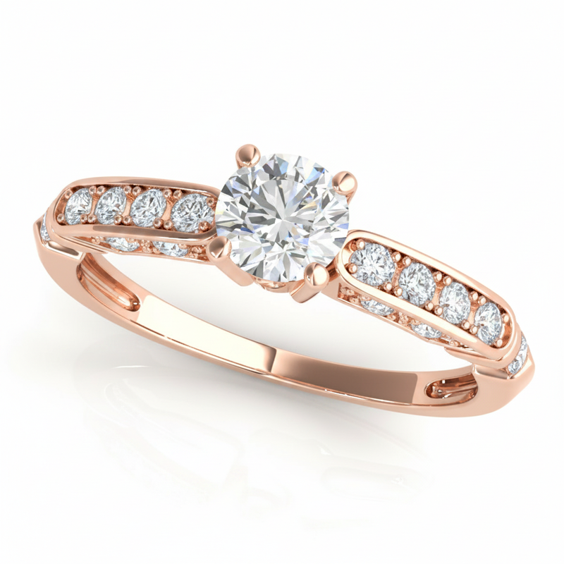 Channel Set Engagement Ring (50313-E) — Rose Gold