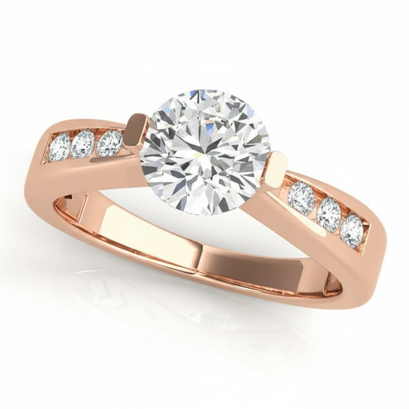 Channel Set Engagement Ring (50373-E) — Rose Gold