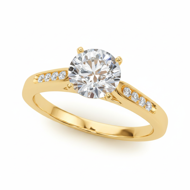 Single-Row Channel-Set Engagement Ring — Yellow Gold