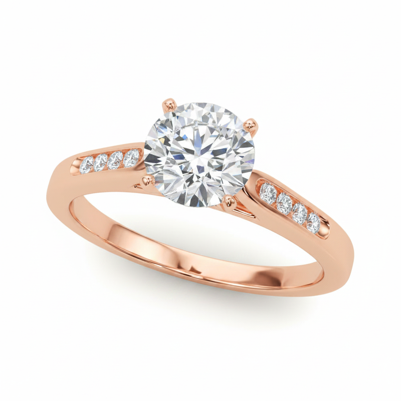 Single-Row Channel-Set Engagement Ring — Rose Gold
