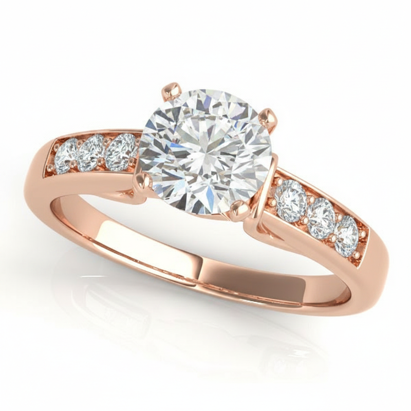 Channel Set Engagement Ring (50397-E) — Rose Gold