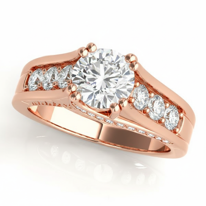 Channel Set Engagement Ring (50398-E) — Rose Gold