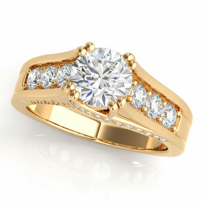 Channel Set Engagement Ring (50398-E) — Yellow Gold