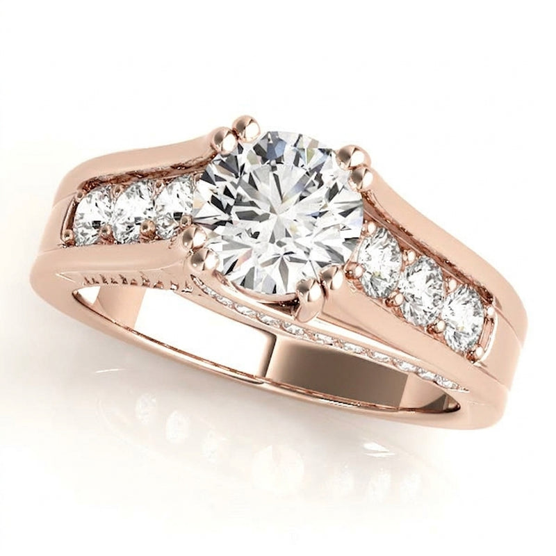Channel Set Engagement Ring (50398-E) — Rose Gold