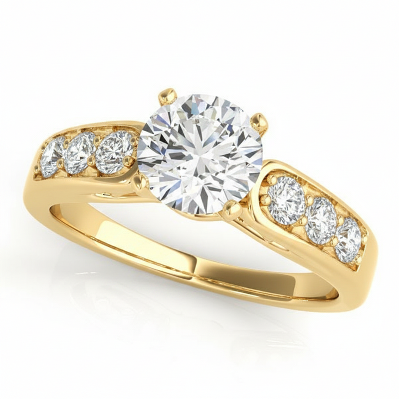Channel Set Engagement Ring (50399-E) — Yellow Gold