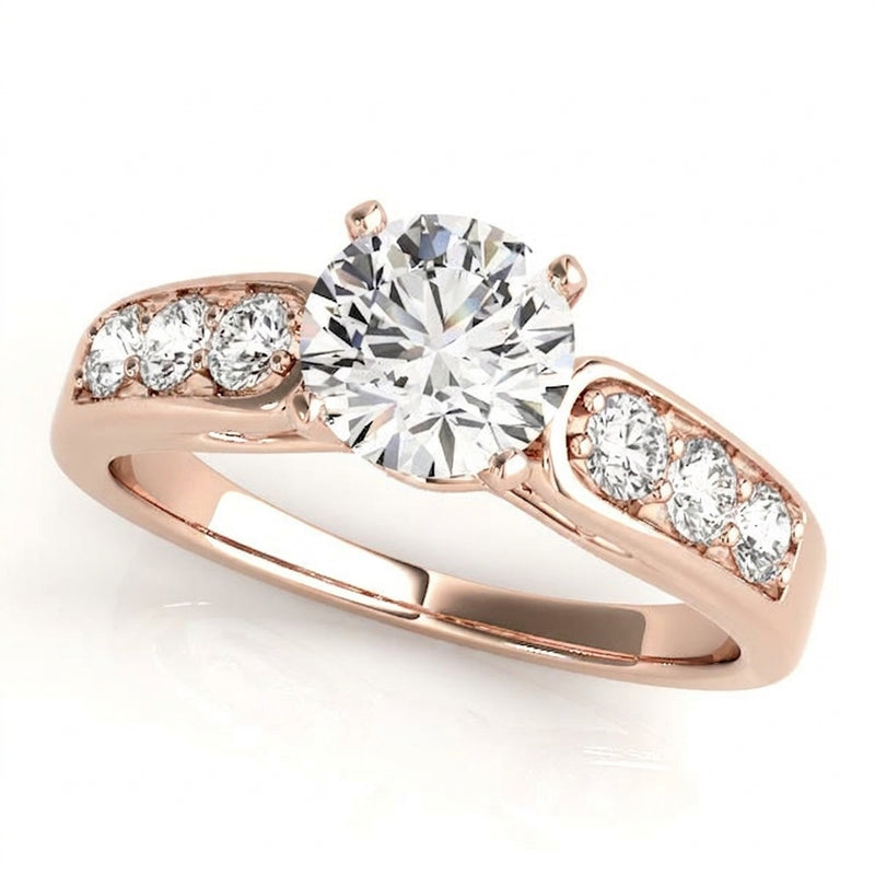 Channel Set Engagement Ring (50399-E) — Rose Gold
