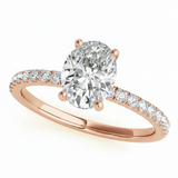 Single-Row Emerald Cut Center Engagement Ring — Rose Gold