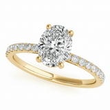 Single-Row Emerald Cut Center Engagement Ring — Yellow Gold