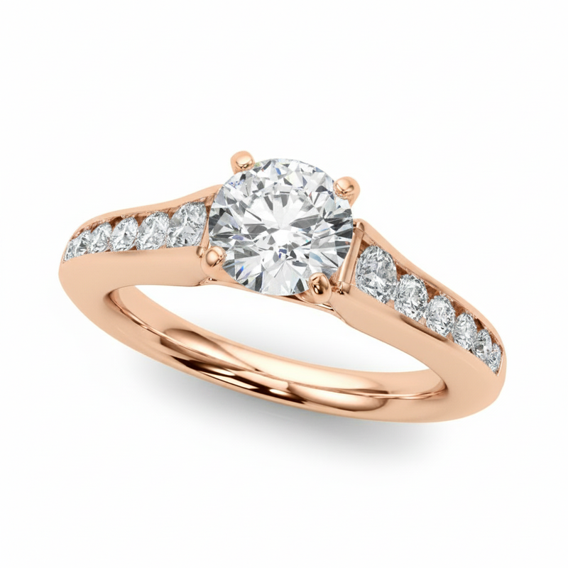 Single-Row Engagement Ring — Rose Gold