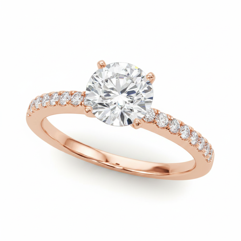 Single-Row Prong-Set Engagement Ring — Rose Gold