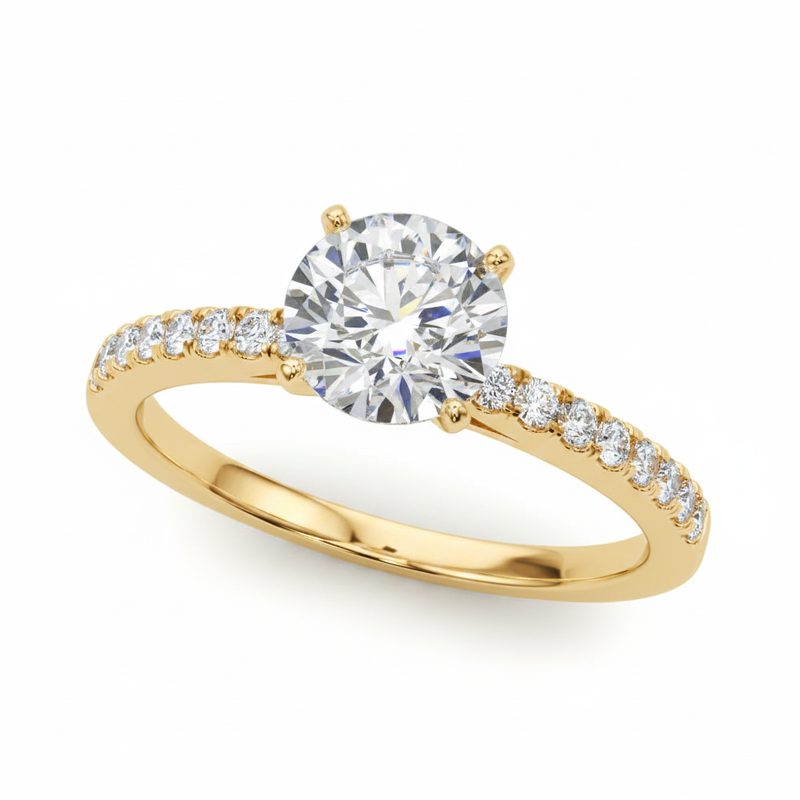 Single-Row Prong-Set Engagement Ring — Yellow Gold