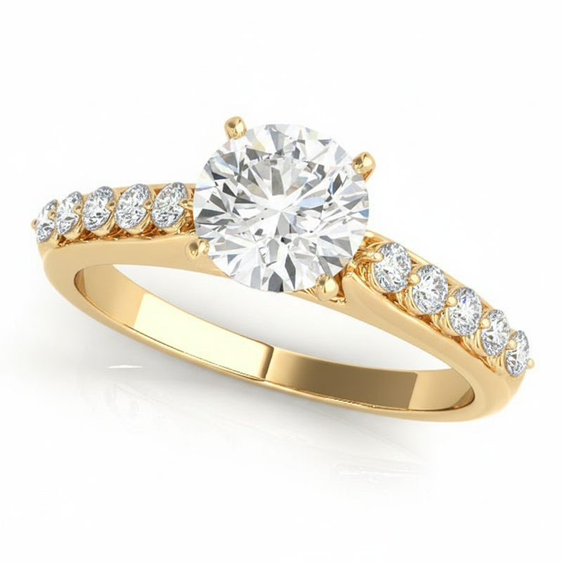 Single-Row Prong-Set Engagement Ring — Yellow Gold