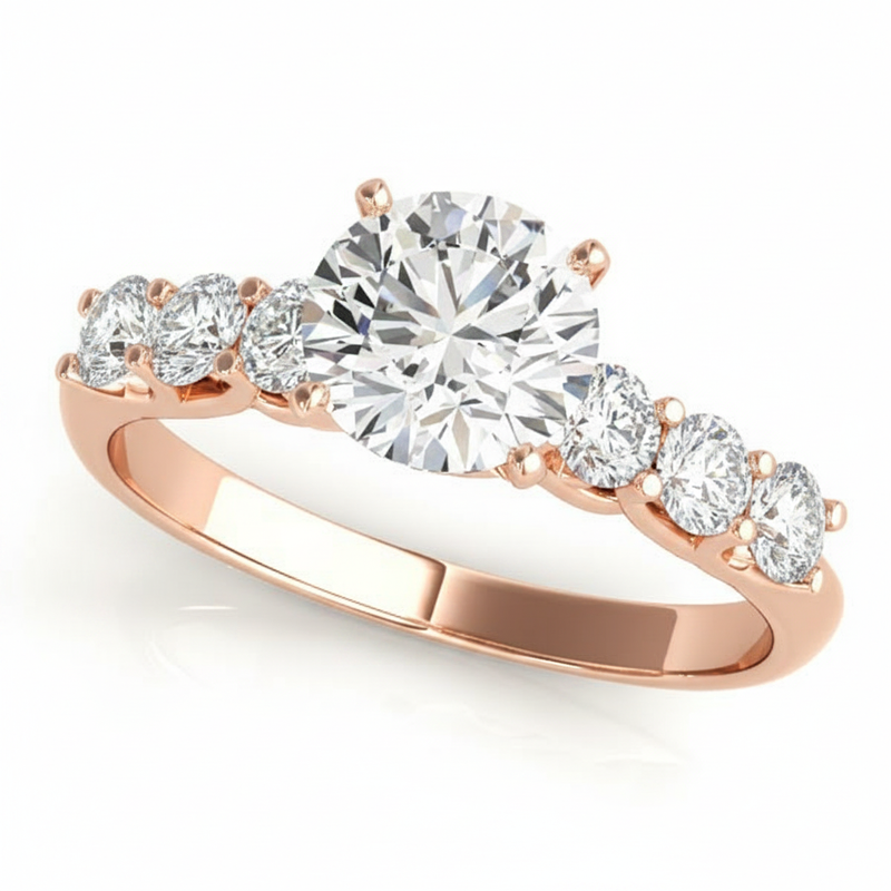 Single-Row Prong-Set Engagement Ring — 1/8 ctw — Rose Gold