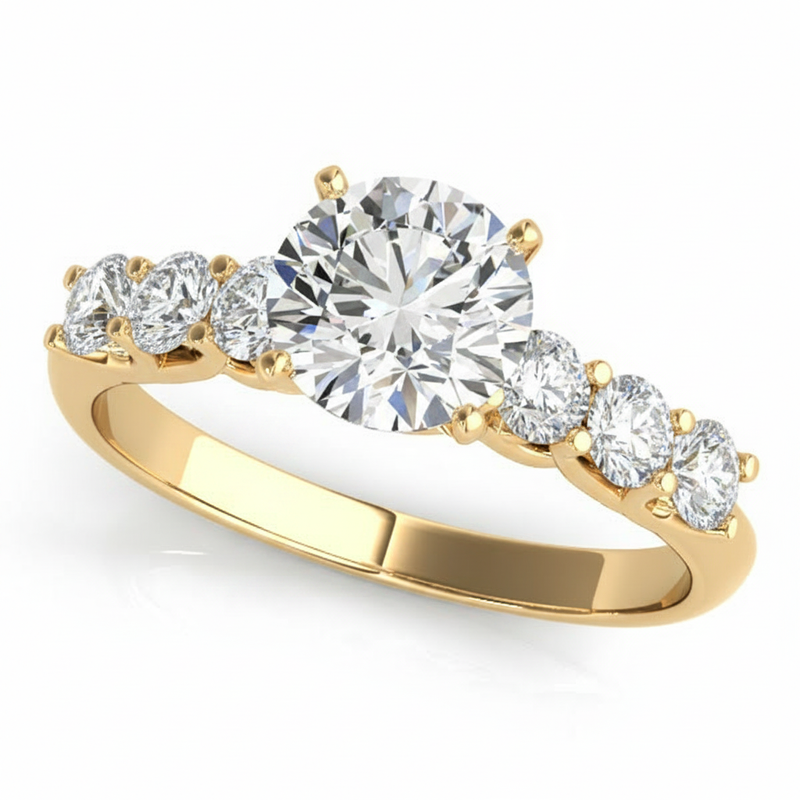 Single-Row Prong-Set Engagement Ring — 1/8 ctw — Yellow Gold