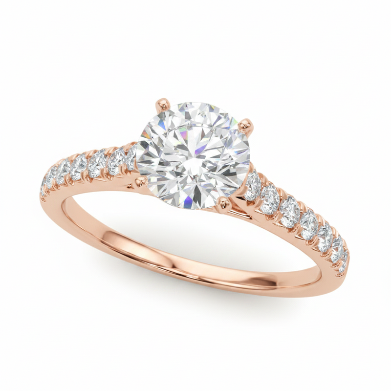 Single-Row Prong-Set Engagement Ring — Rose Gold