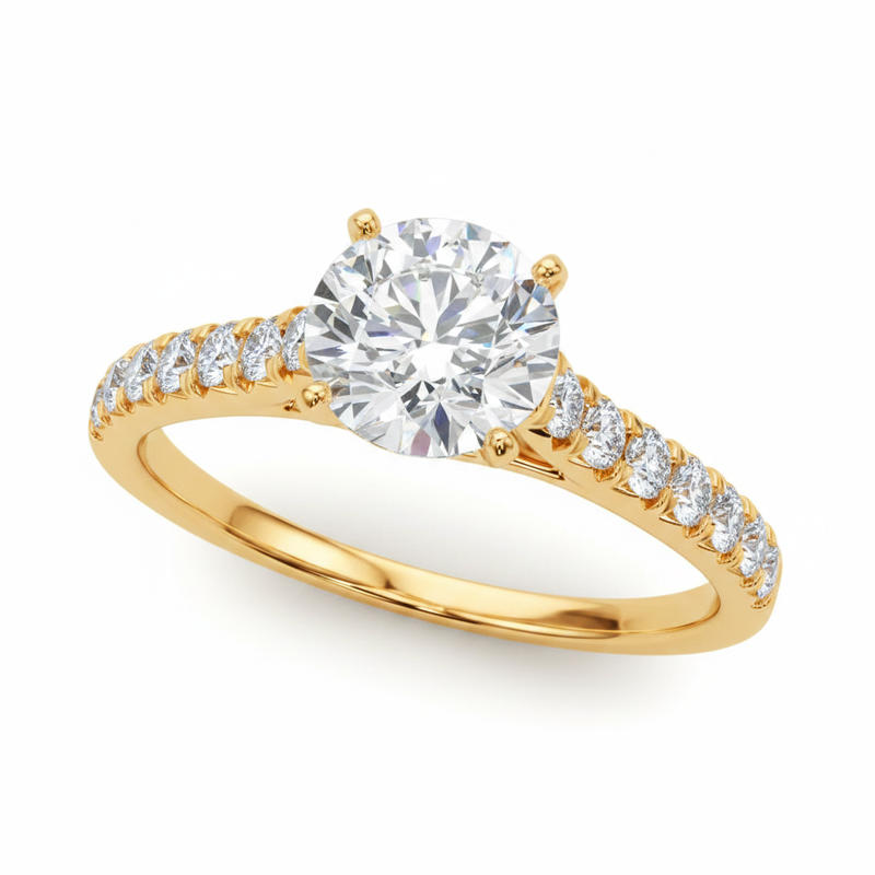 Single-Row Prong-Set Engagement Ring — Yellow Gold