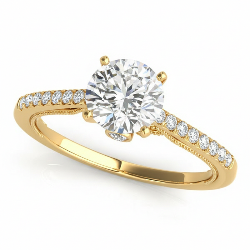 Single-Row Prong-Set Engagement Ring — Yellow Gold