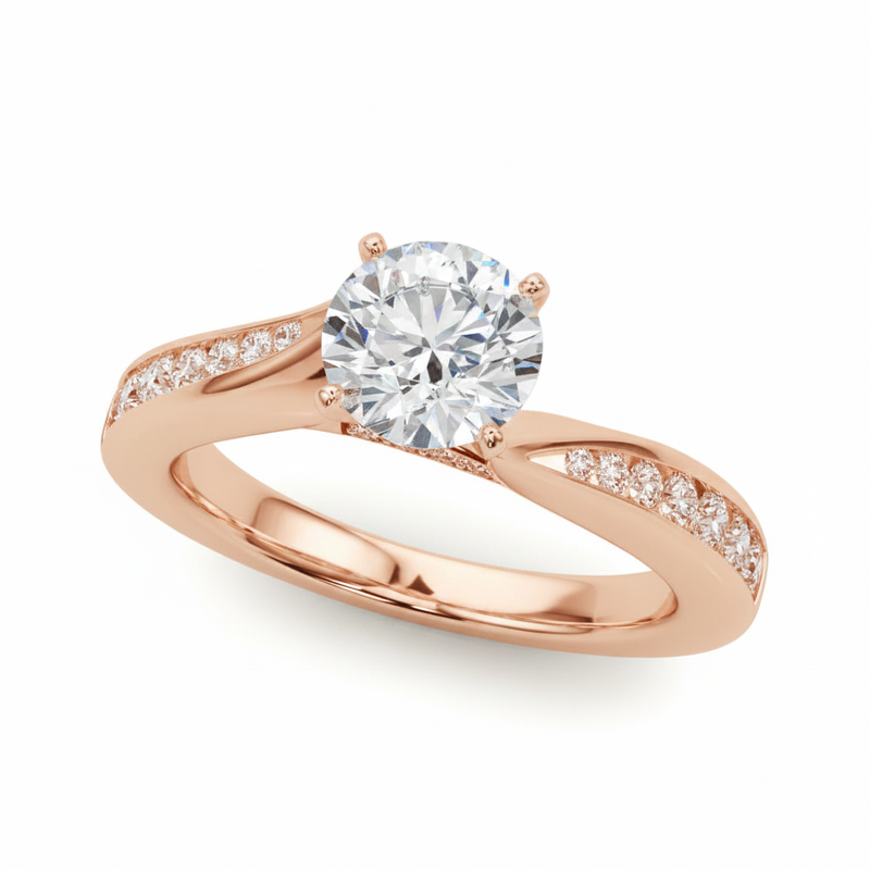 Single-Row Prong-Set Engagement Ring — Rose Gold