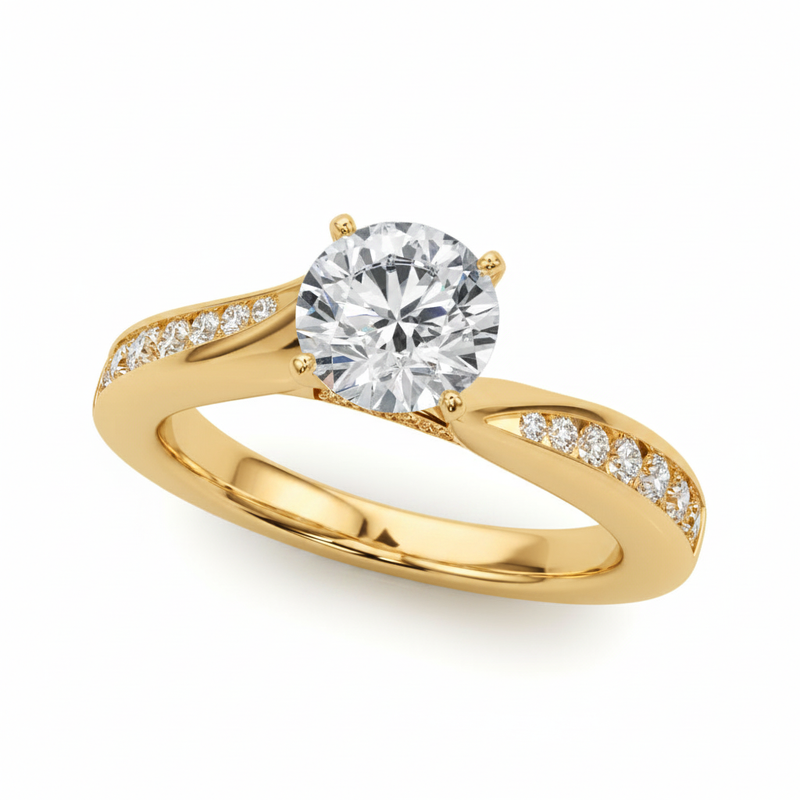 Single-Row Prong-Set Engagement Ring — Yellow Gold