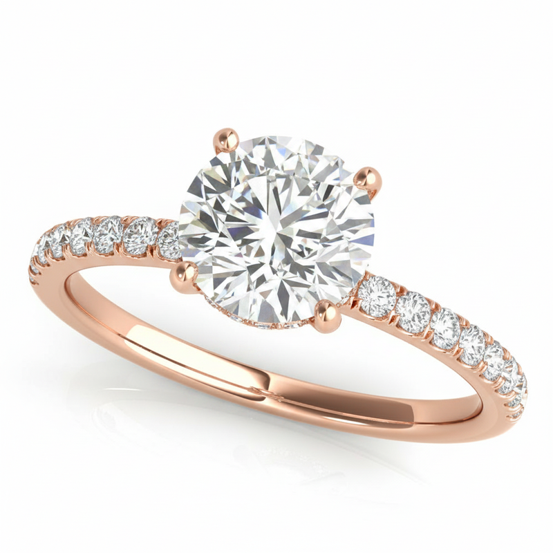 Single-Row Rd Center Engagement Ring — 1 1/4 ct — Rose Gold
