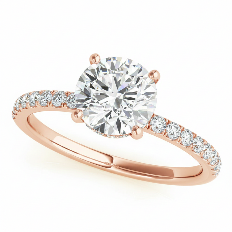 Single-Row Rd Center Engagement Ring — 2 ct — Rose Gold