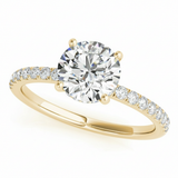 Single-Row Rd Center Engagement Ring — 2 ct — Yellow Gold