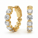 1/2 ctw Single-Row Vault Lock Hoops — Yellow Gold