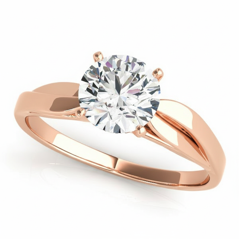 Solitaire Engagement Ring (50025-E) — Rose Gold