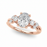 Split Shank Ov Center Rd & Mq Sides Engagement Ring — Rose Gold