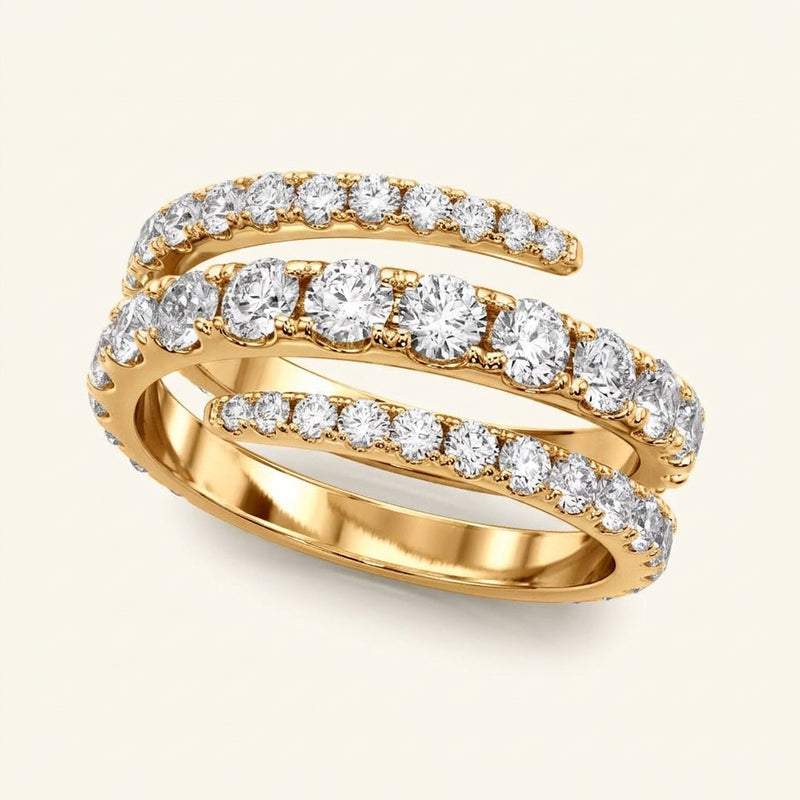 1 1/2 ctw Split Shank Swirl Band — Yellow Gold