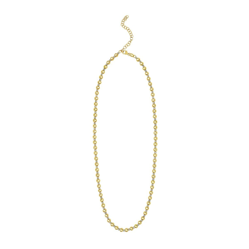 14K Polished & Diamond Cut Bead Chain