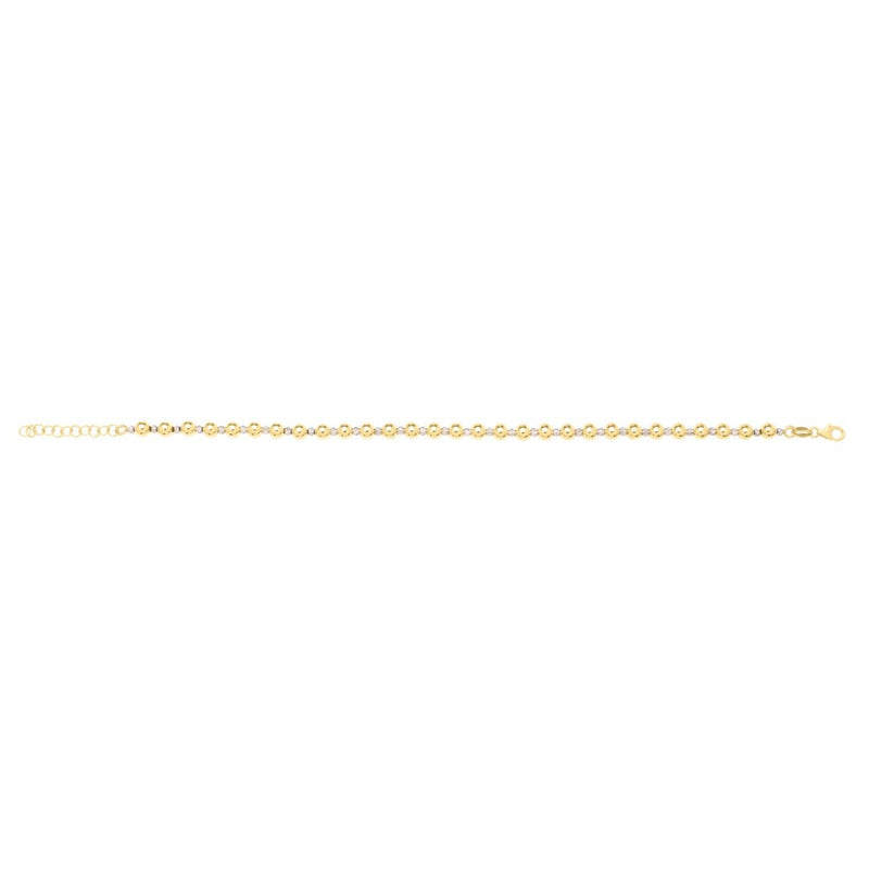 14K Polished & Diamond Cut Bead Chain