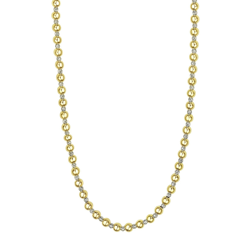 14K Polished & Diamond Cut Bead Chain