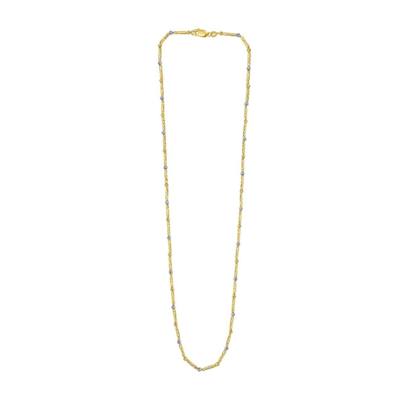 14K Two-Tone Bar & Bead Chain