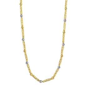 14K Two-Tone Bar & Bead Chain