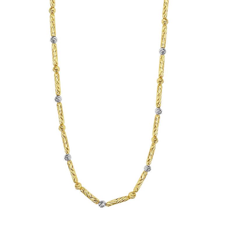 14K Two-Tone Bar & Bead Chain