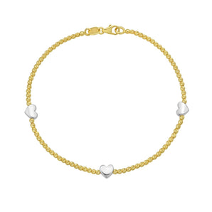 14K Heart Station Bead Bracelet