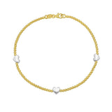 14K Heart Station Bead Bracelet