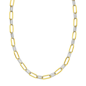 14K Two-tone Diamante Paperclip Chain