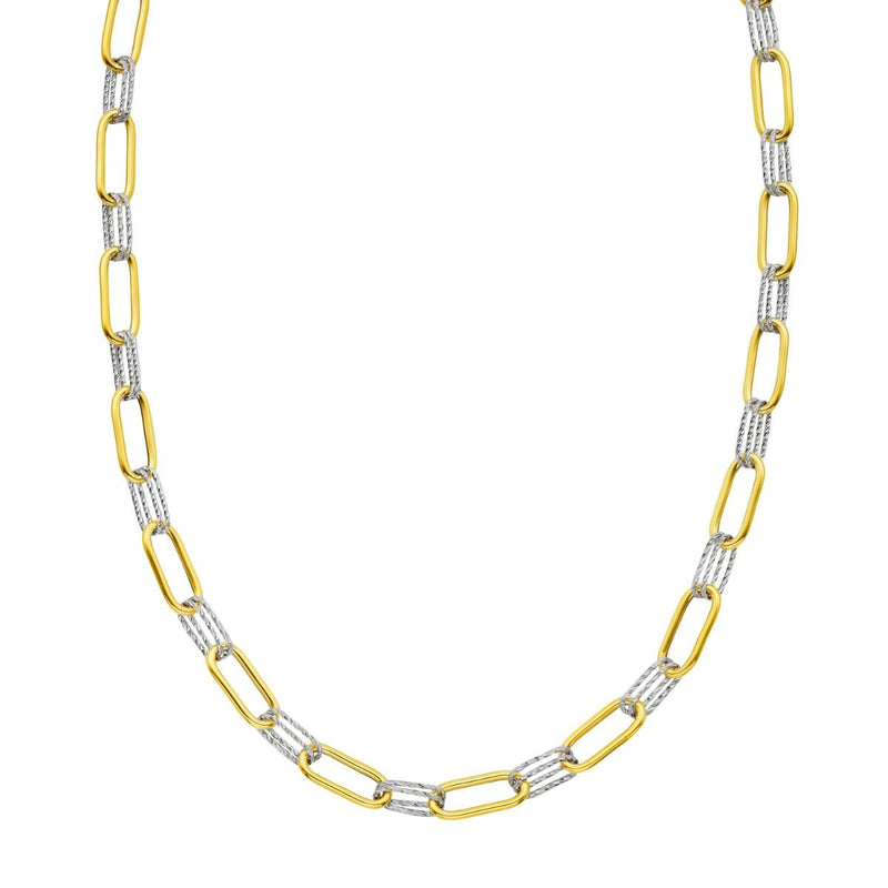 14K Two-tone Diamante Paperclip Chain