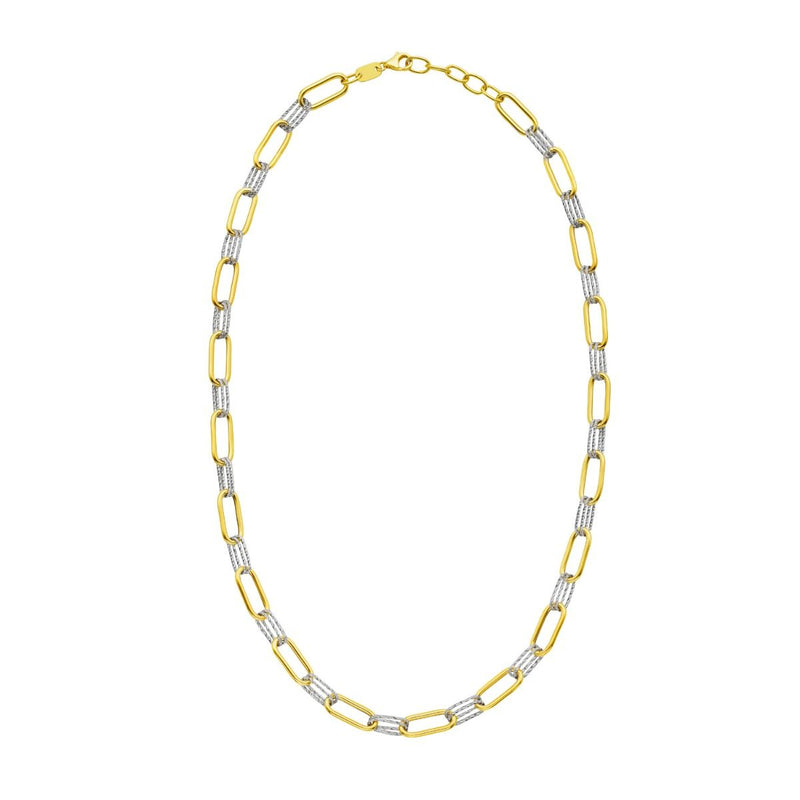 14K Two-tone Diamante Paperclip Chain