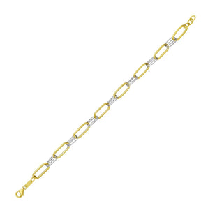 14K Two-tone Diamante Paperclip Chain