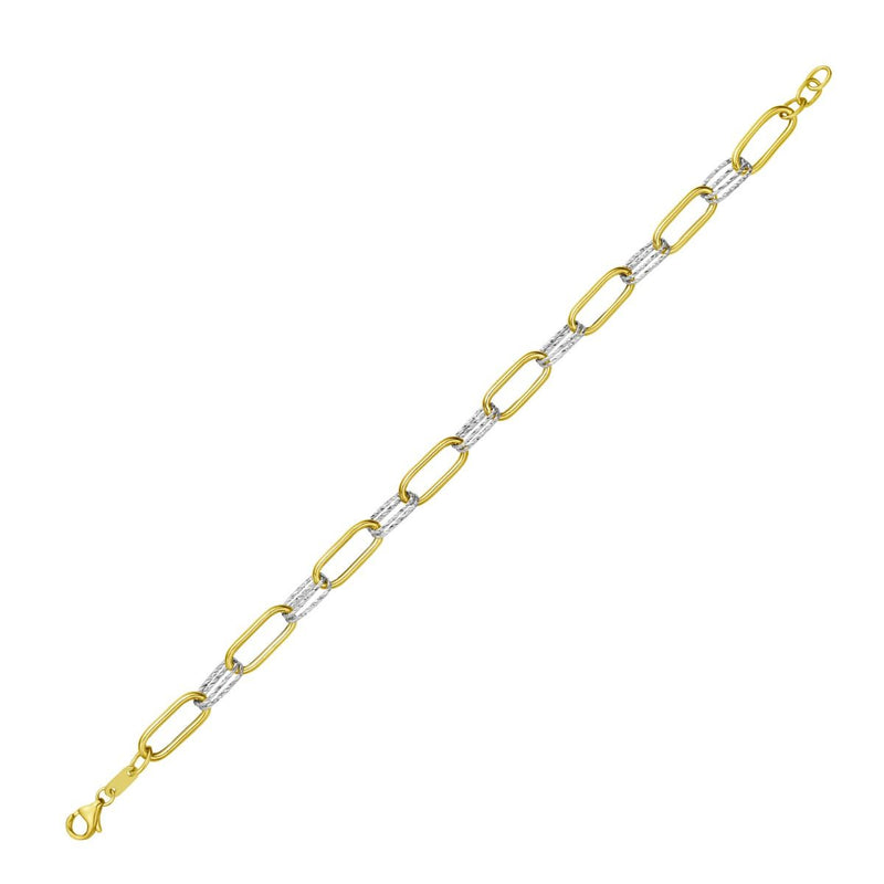 14K Two-tone Diamante Paperclip Chain