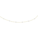 14K Gold Pearl Station Necklace
