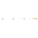 14K Tri-color Gold Diamond Cut Anklet