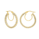 14K Ice Chain Round Hoops